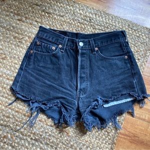 Vintage Levi’s Washed Black Denim Cutoff Shorts